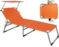 Liegestuhl Sun mit Sonnendach orange - klappbar mit Trageschlaufen
