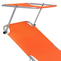 Liegestuhl Sun mit Sonnendach orange - klappbar mit Trageschlaufen