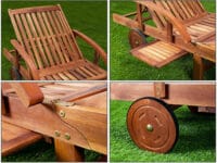 Liegestuhl aus Holz fahrbar 200cm Akazienholz