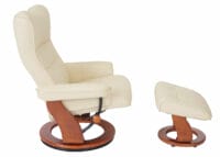 MCA Relaxsessel Montreal, Fernsehsessel Hocker, Echtleder 130kg belastbar ~ creme, honigfarben