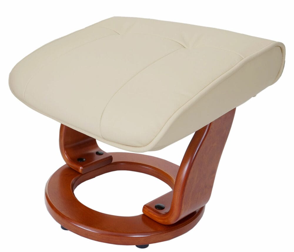 MCA Relaxsessel Montreal, Fernsehsessel Hocker, Echtleder 130kg belastbar ~ creme, honigfarben