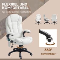 Massage-Bürostuhl mit Wippfunktion Schreibtischstuhl Weiss