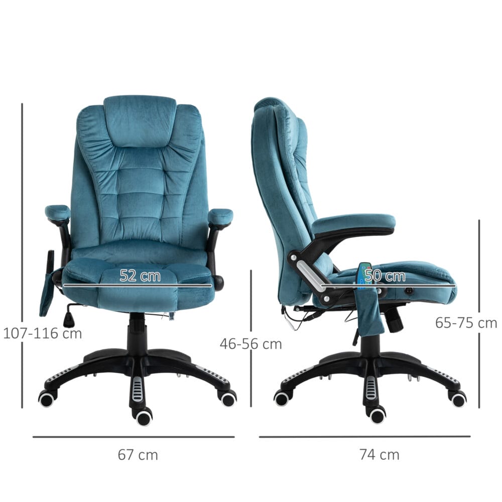 Massage Bürostuhli ergonomisch Blau 67 x 74 x 107-116 cm