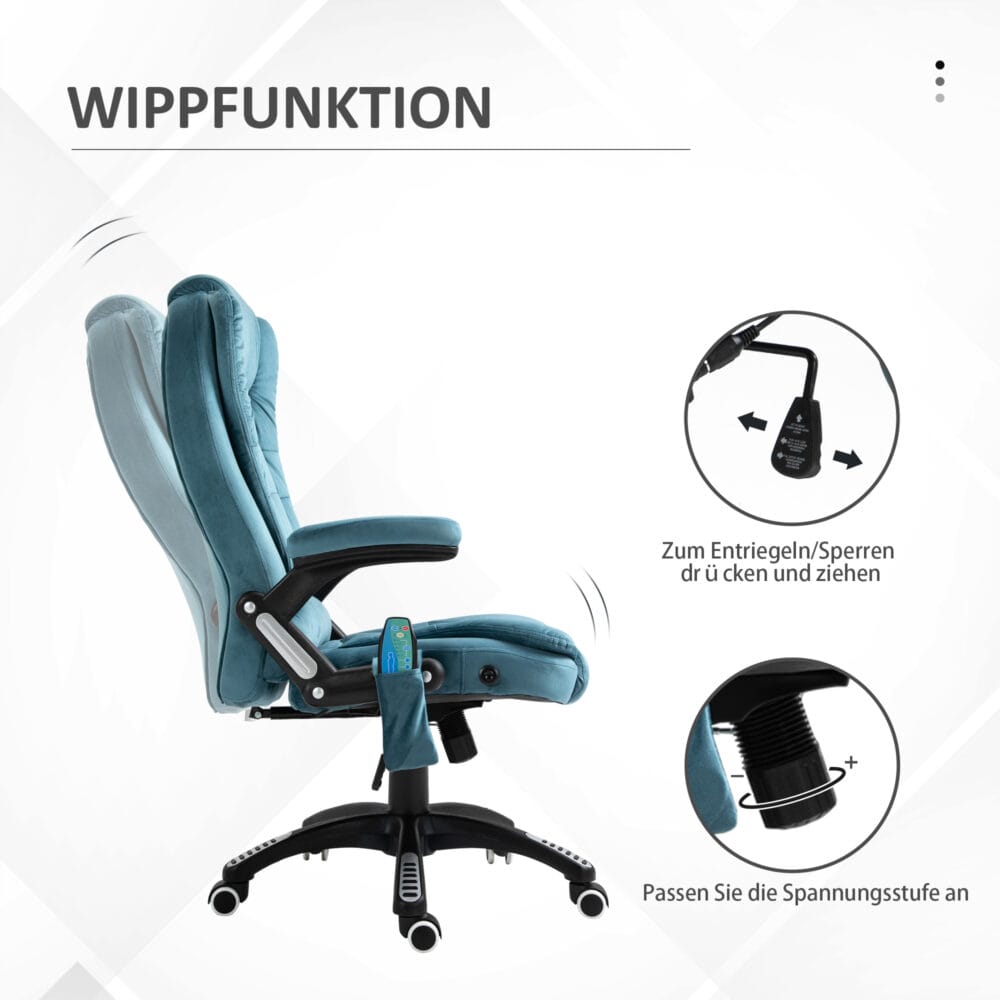 Massage Bürostuhli ergonomisch Blau 67 x 74 x 107-116 cm