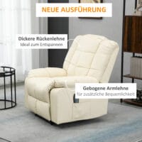 Massagesessel BigBUDDY Fernsehsessel mit Liegefunktion Creme