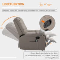 Massagesessel BigBUDDY Fernsehsessel mit Liegefunktion Grau