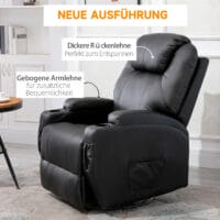 Massagesessel Fernsehsessel mit Liegefunktion Schwarz