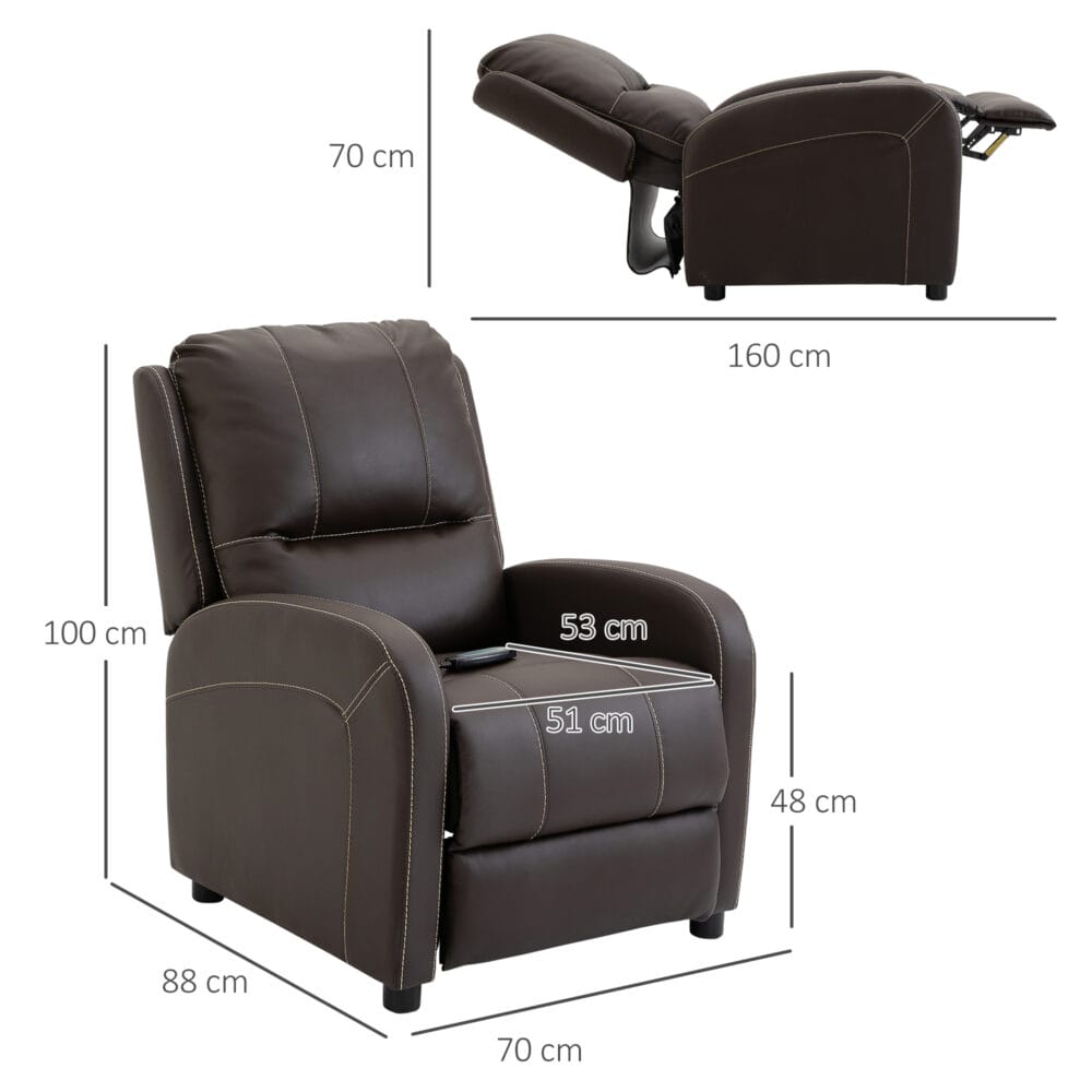 Massagesessel TV-Sessel 6 Punkt Massage braun 70x88x100cm