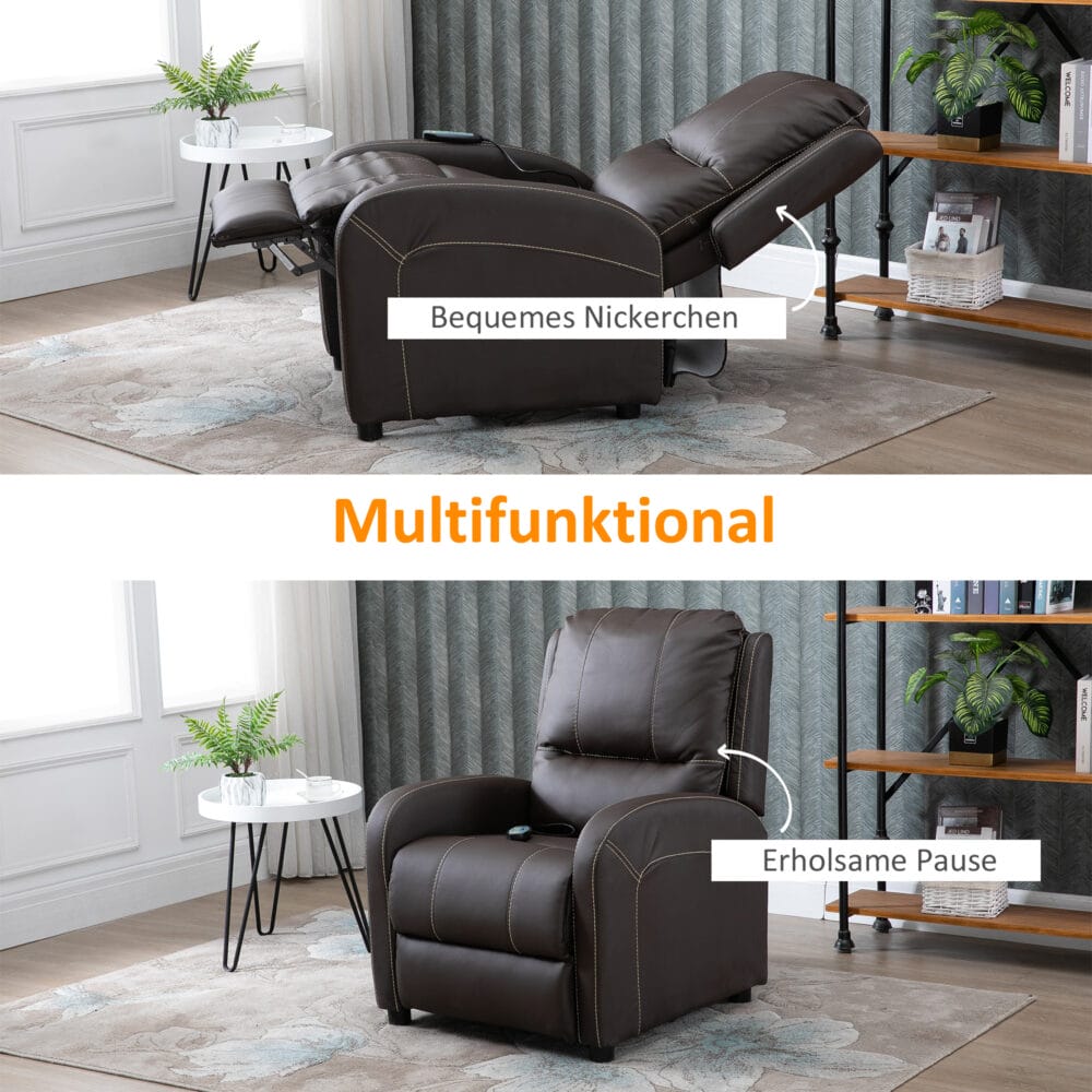Massagesessel TV-Sessel 6 Punkt Massage braun 70x88x100cm