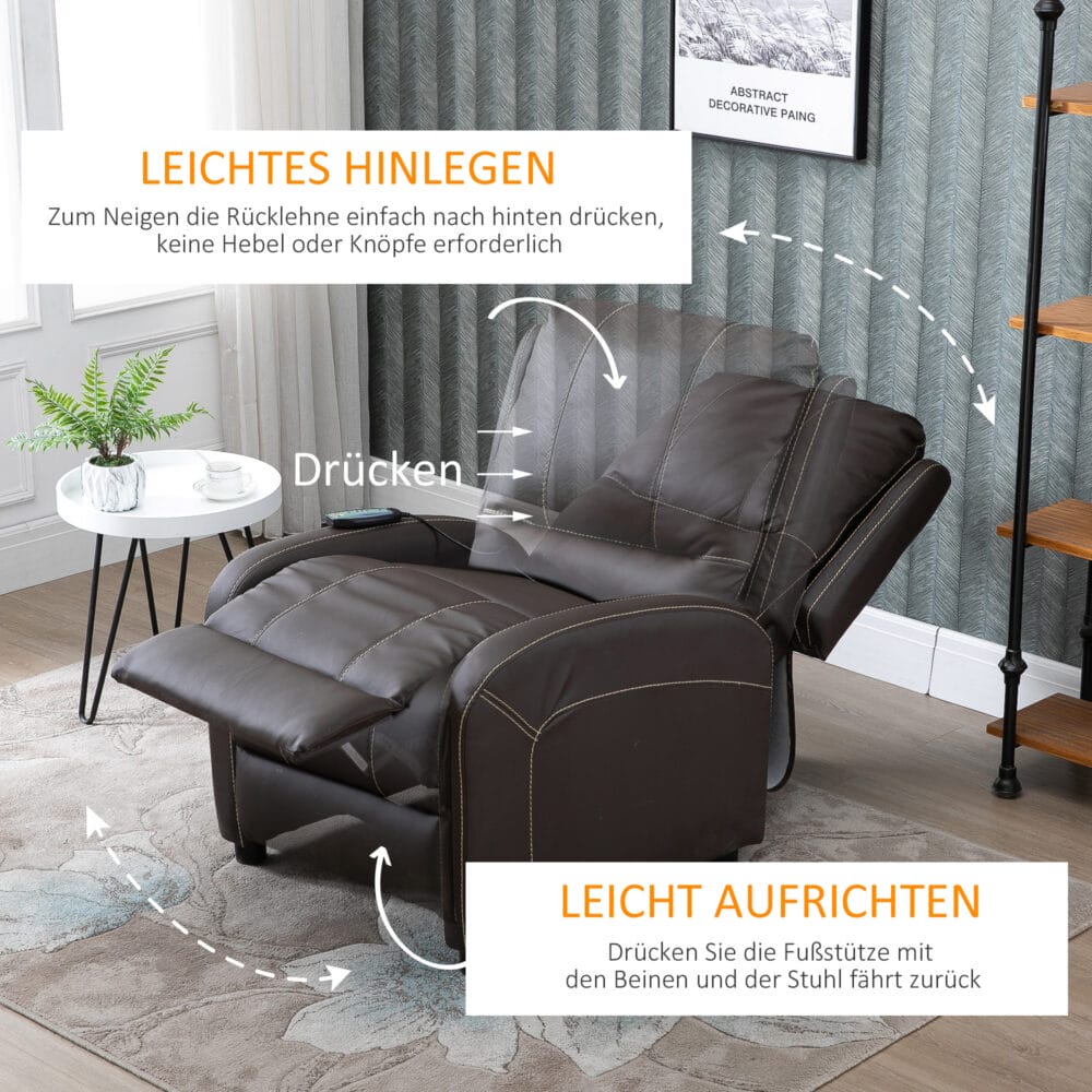 Massagesessel TV-Sessel 6 Punkt Massage braun 70x88x100cm