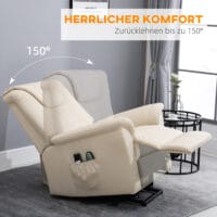 Massagesessel mit Aufstehhilfe elektrisch Kunstleder Creme