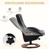 Massagesessel mit Fussstütze 360° drehbar Schwarz