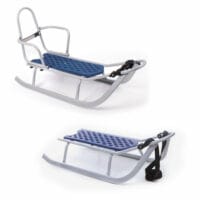 Metall-Schlitten mit Winterfusssack marineblau