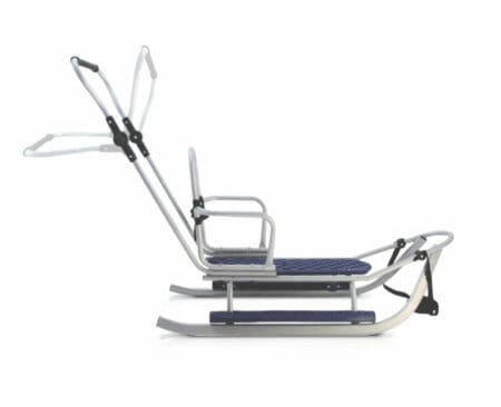 Metall-Schlitten mit Winterfusssack rot-rot