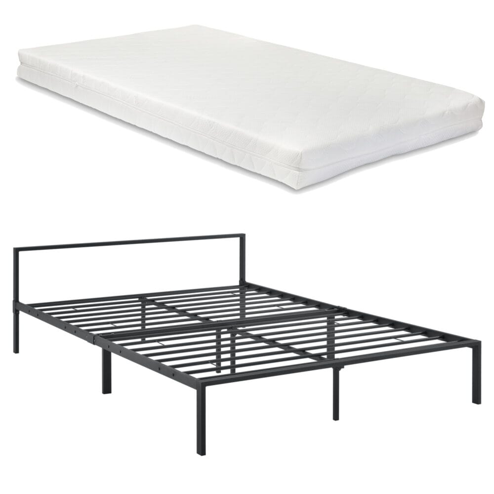 Metallbett Imatra 160x200cm mit Kaltschaummatratze Schwarz