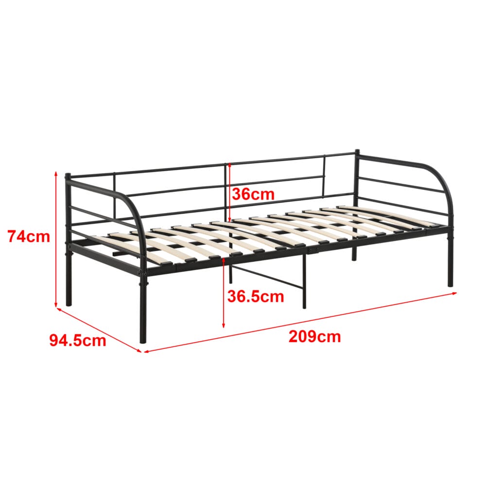 Tagesbett Falun 90x200cm mit Matratze Schwarz