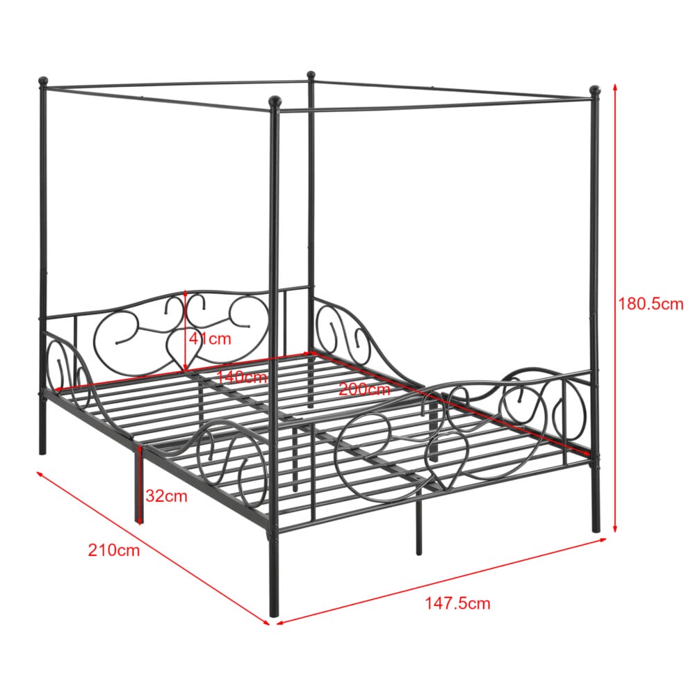 Himmelbett Finström 140x200cm Metall Bettrahmen mit Lattenrost