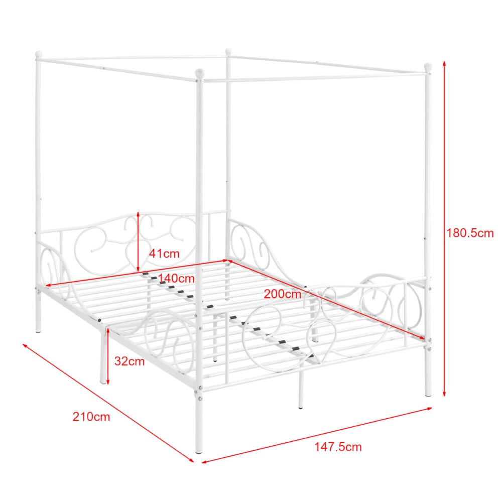 Himmelbett Finström Metall mit Kaltschaummatratze 140x200cm