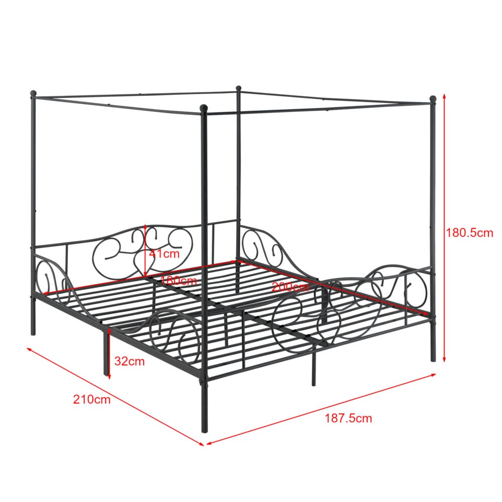 Himmelbett Finström Metall mit Kaltschaummatratze 180x200cm