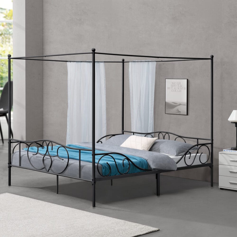 Himmelbett Finström 180x200cm Metall Bettrahmen mit Lattenrost