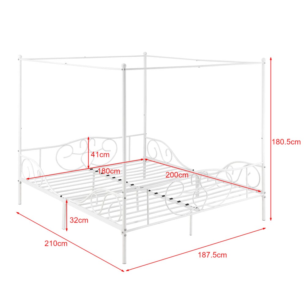 Himmelbett Finström 180x200cm Metall Bettrahmen mit Lattenrost