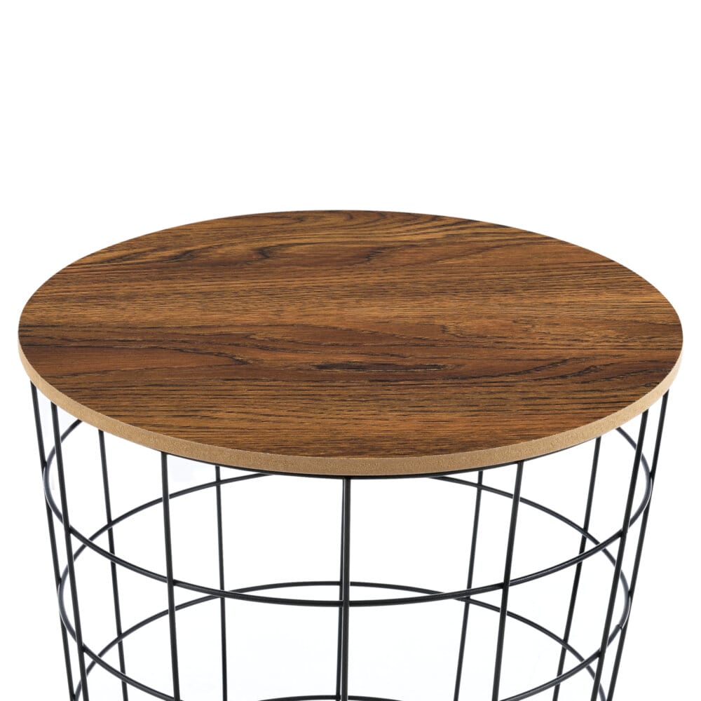 Metallkorb Beistelltisch Curno 3er Set Eiche Antik
