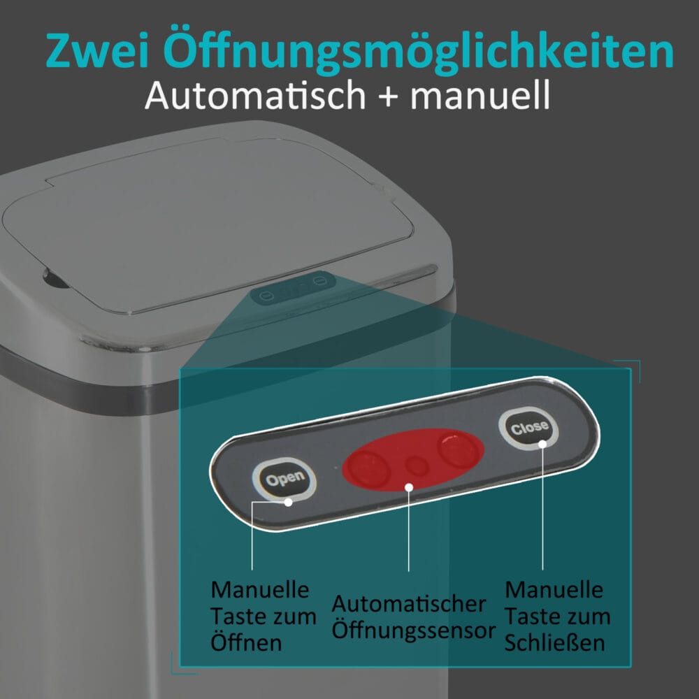 Mülleimer Automatik mit Infrarotsensor 50L Silber