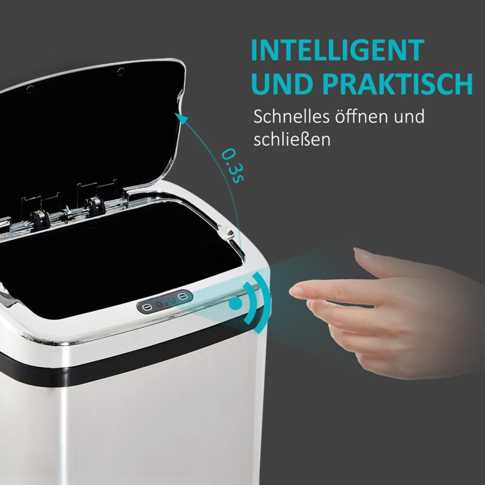 Mülleimer Automatik mit Infrarotsensor 50L Silber