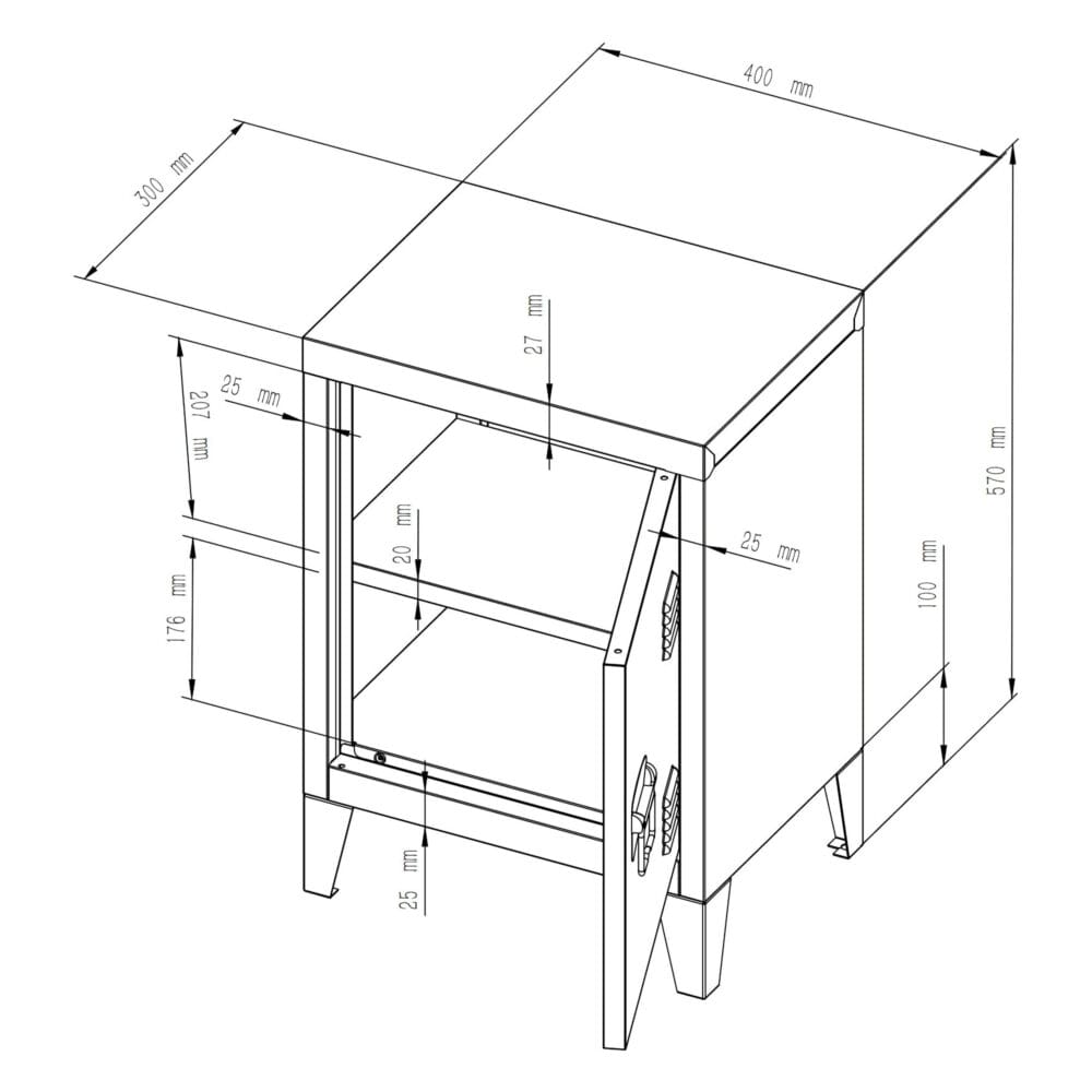 Nachttisch Inari Aktenschrank Dunkelgrau