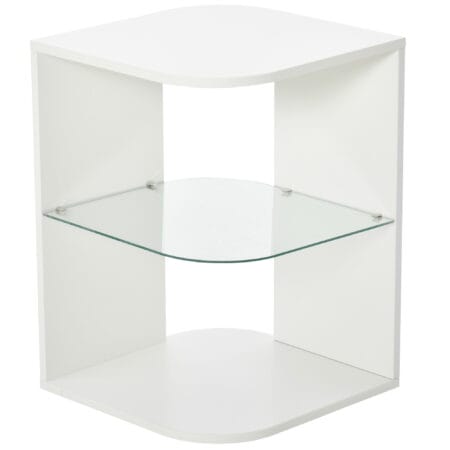 Nachttisch Beistelltisch mit Glasblage 40x40x56cm weiss