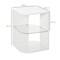 Nachttisch Beistelltisch mit Glasblage 40x40x56cm weiss