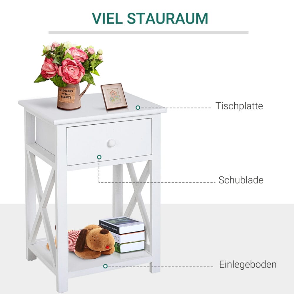 Nachttisch Telefontisch Beistelltisch Landhaus weiss 40x30x55cm