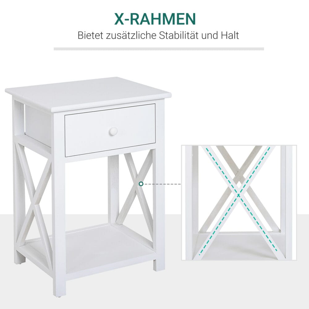 Nachttisch Telefontisch Beistelltisch Landhaus weiss 40x30x55cm