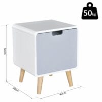 Nachttisch Würfel mit Schublade gerundet weiss grau