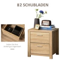 Nachttisch mit 2 Schubladen Natur 48 x 39 x 52 cm