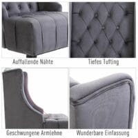 Ohrensessel Relaxsessel Samtstoff Grau 67x70.5x97cm