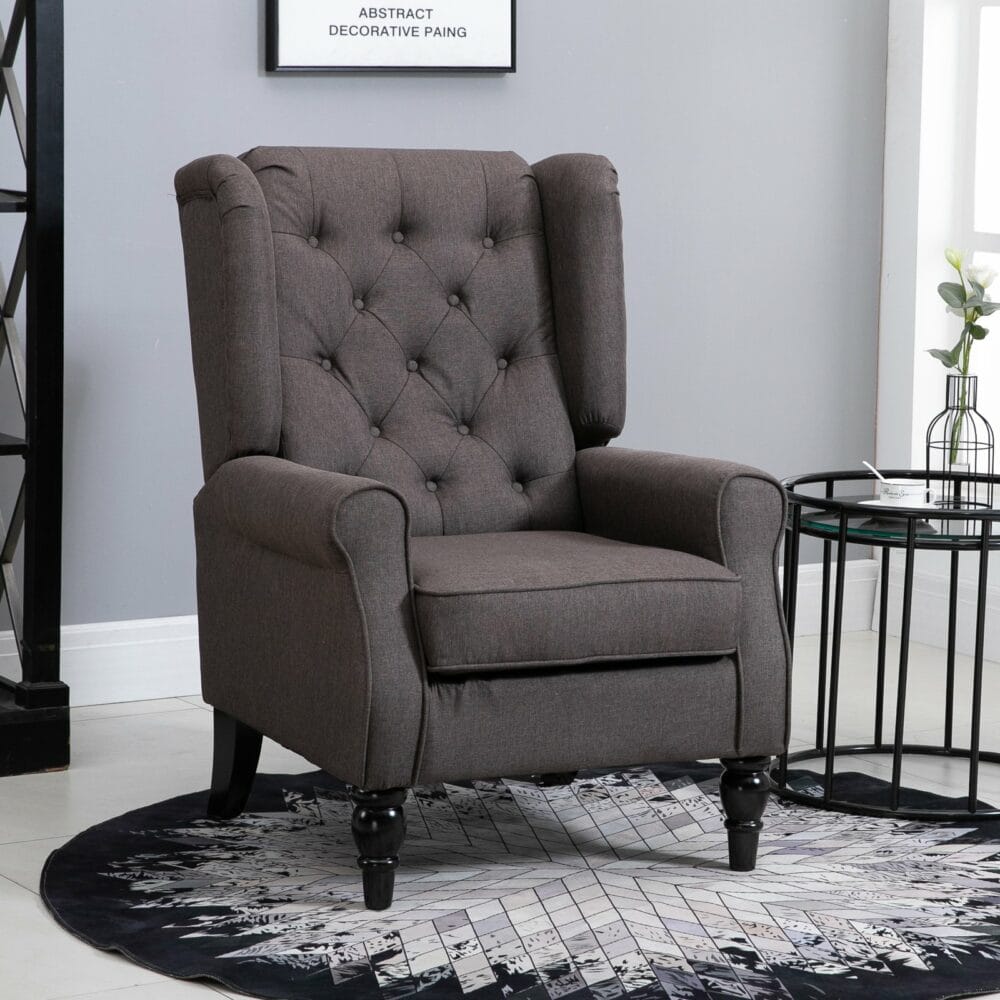 Ohrensessel Relaxsessel Stoff Braun 74x86x102cm