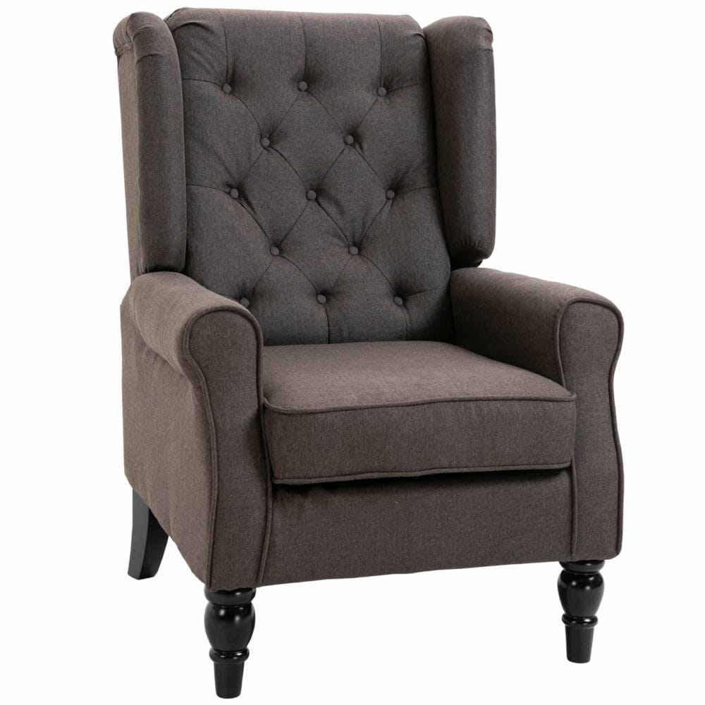 Ohrensessel Relaxsessel Stoff Braun 74x86x102cm