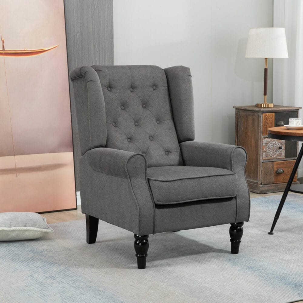 Ohrensessel im Vintage-Design Dunkelgrau