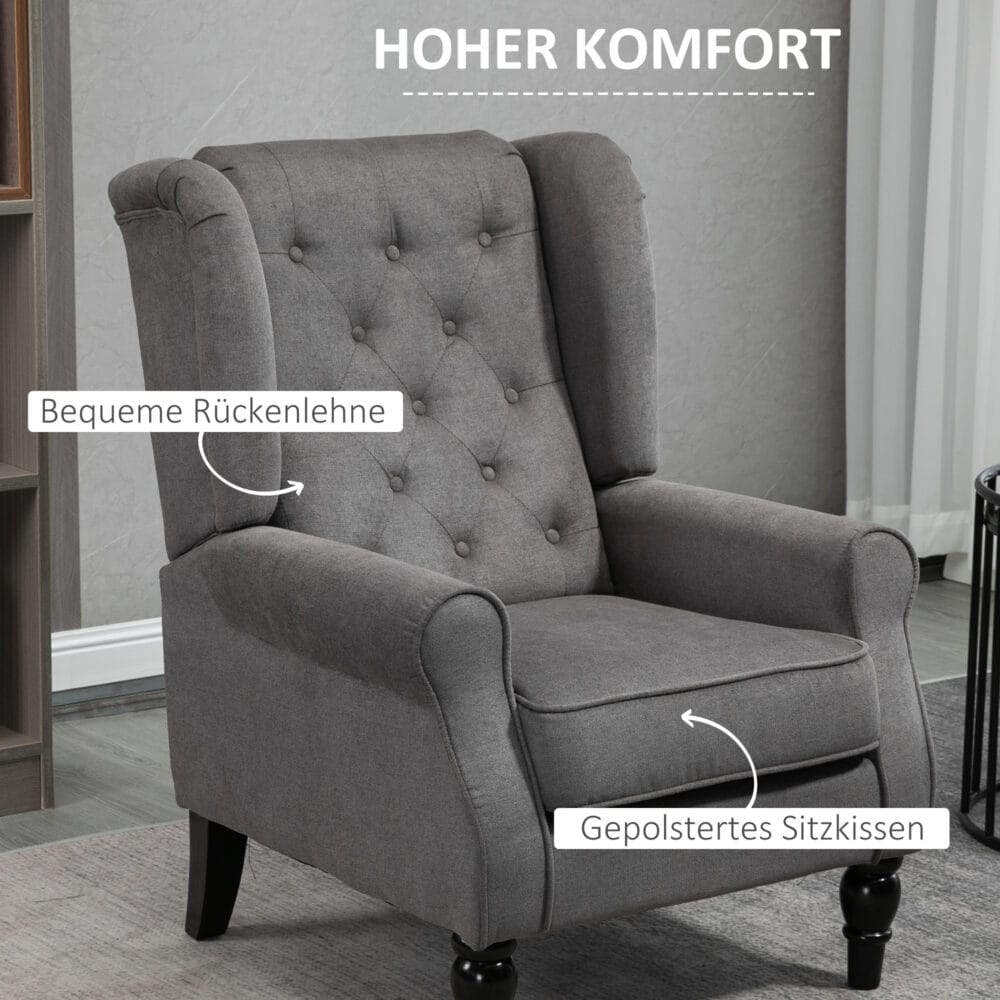 Ohrensessel im Vintage-Design Dunkelgrau