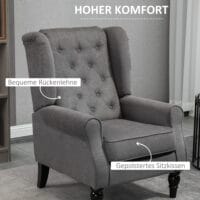 Ohrensessel im Vintage-Design Dunkelgrau