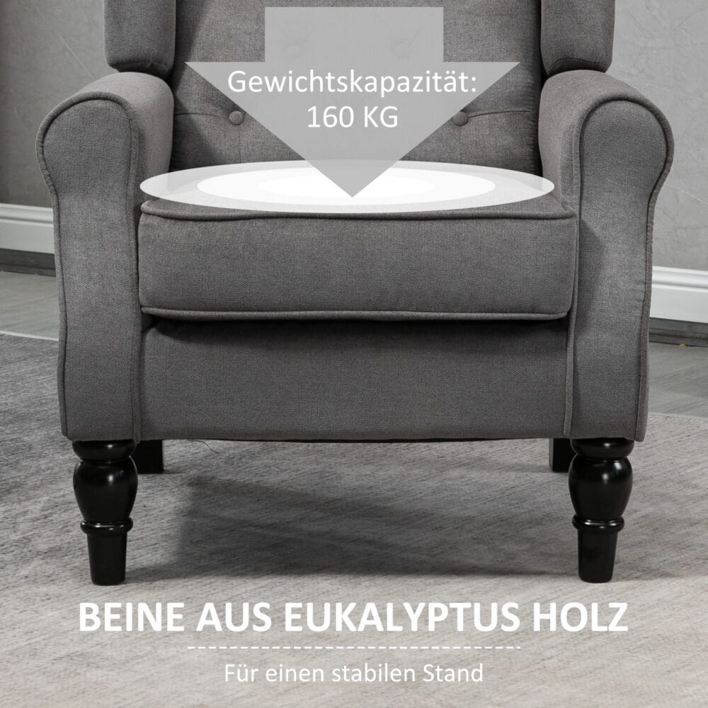 Ohrensessel im Vintage-Design Dunkelgrau