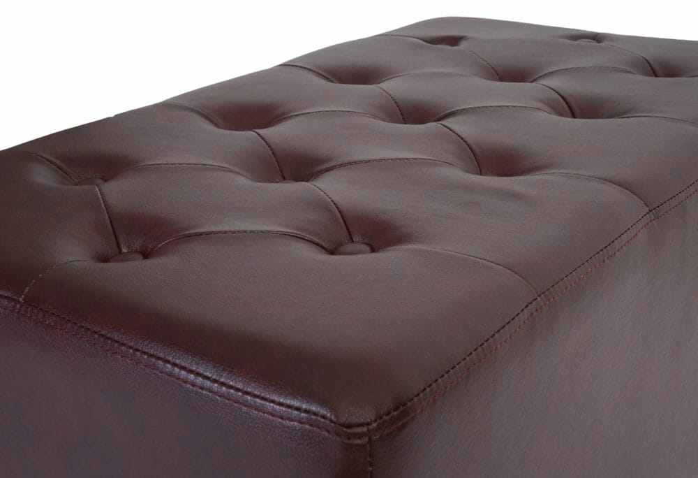 Ottomane Sitzhocker Chesterfield ~ runde Füsse rot-braun