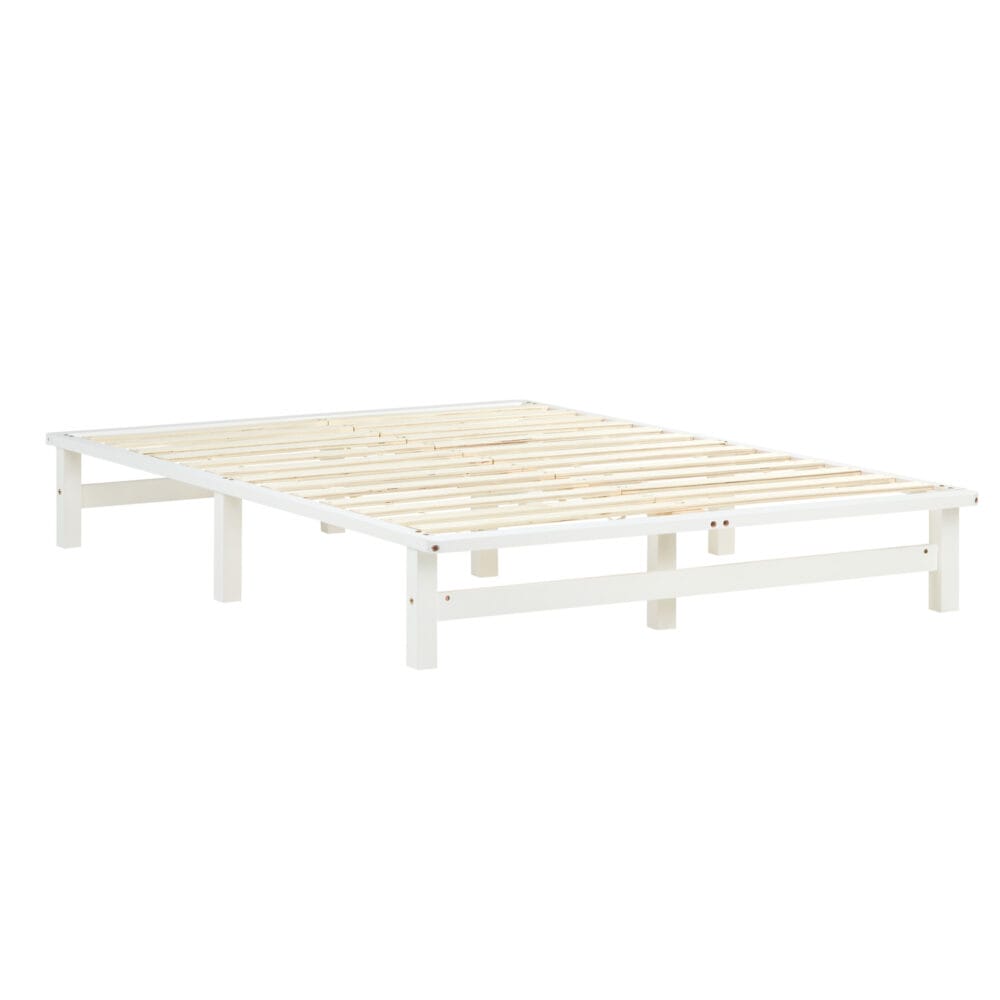 Palettenbett Holzbett 140x200cm Massivholz Weiss