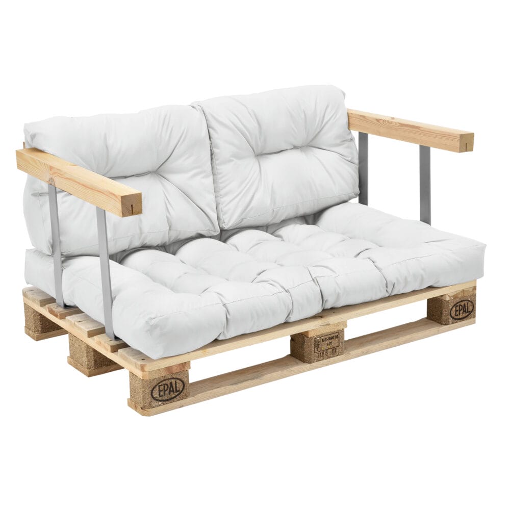 Palettenkissen Mogán 1x Sitzkissen 2x Rückenkissen Weiss