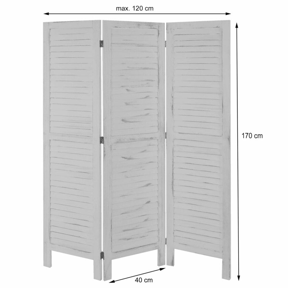 Paravent Trennwand  Shabby-Look 170x120cm - anthrazit