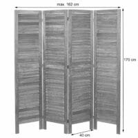 Paravent Trennwand  Shabby-Look 170x162cm - anthrazit