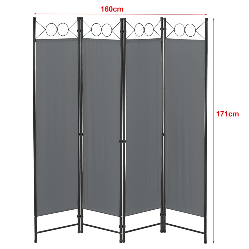 Paravent Raumteiler Saragossa 4-teilig 160x171 cm Dunkelgrau