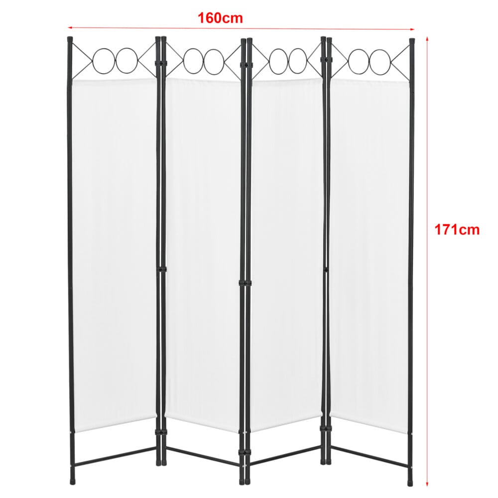 Paravent Raumteiler Saragossa 4-teilig 160x171 cm Weiss