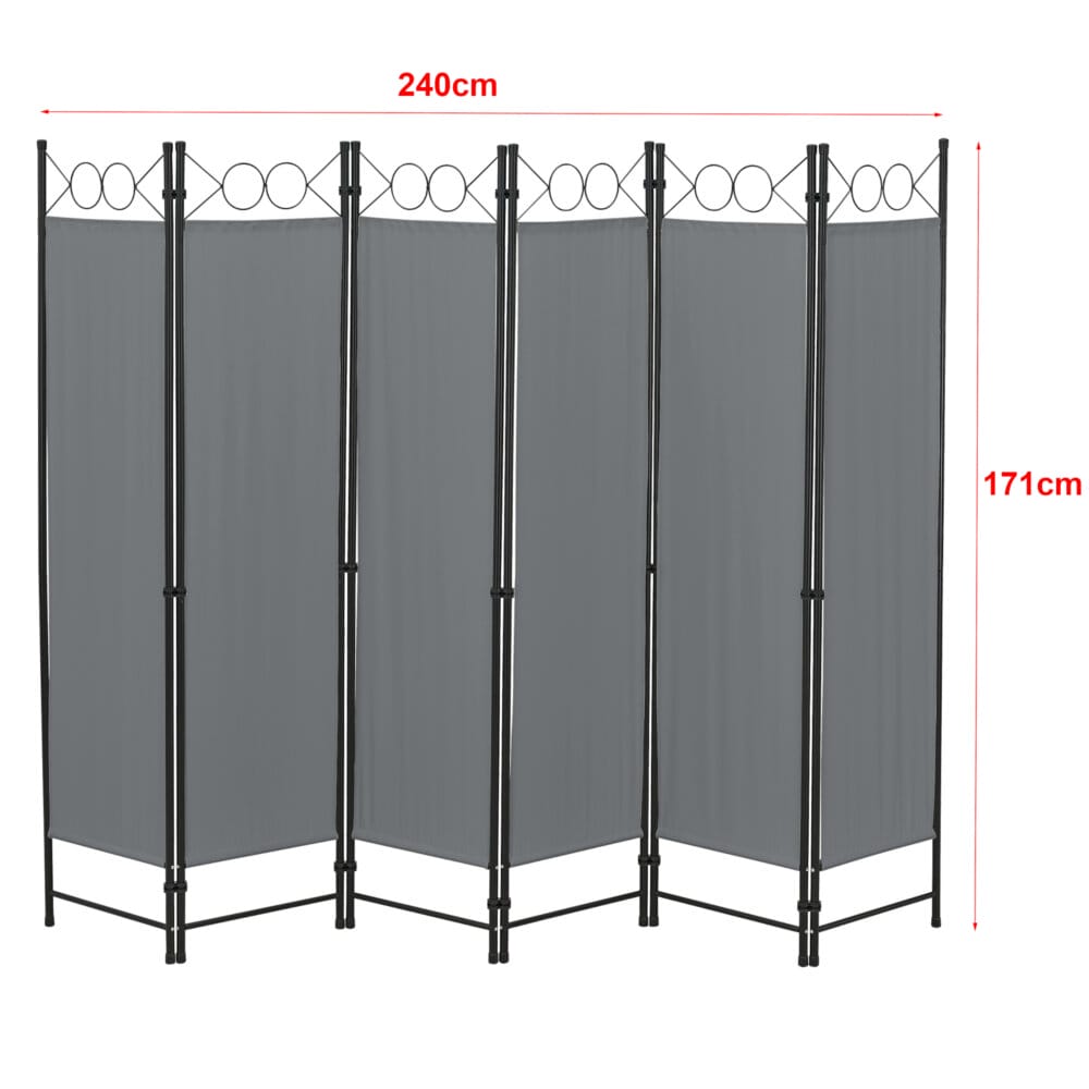 Paravent Raumteiler Saragossa 6-teilig 240x171 cm Dunkelgrau